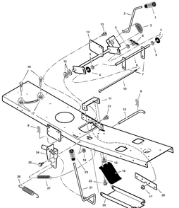 Mower Housing Suspension Diagram and Parts List for 309311X92A  Briggs and Stratton Lawn Tractor